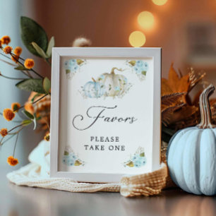 Herfst Pumpkin Boy Baby shower Favors Sign. Poster