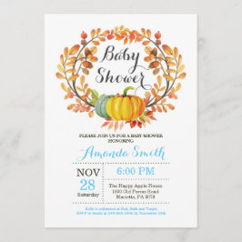 Herfst Pumpkin Boy Baby shower Invitation Card Kaart