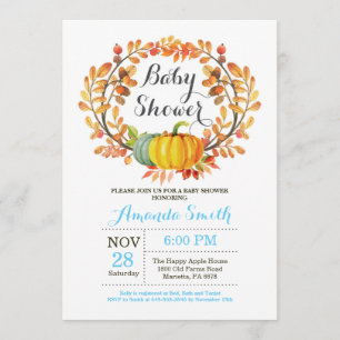 Herfst Pumpkin Boy Baby shower Invitation Card Kaart