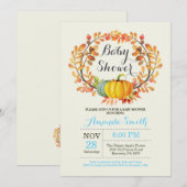 Herfst Pumpkin Boy Baby shower Invitation Kaart (Voorkant / Achterkant)