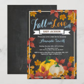 Herfst Pumpkin Boy Baby shower uitnodiging schoolb (Voorkant / Achterkant)