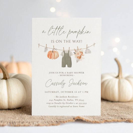 Herfst Pumpkin Boy Babykleding Baby shower Kaart