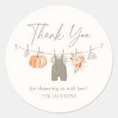 Herfst Pumpkin Boy Babykleding Baby shower Ronde Sticker (Voorkant)