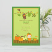 Herfst Pumpkin Boy Birthday Party Invitation Kaart (Staand voorkant)