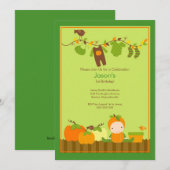 Herfst Pumpkin Boy Birthday Party Invitation Kaart (Voorkant / Achterkant)
