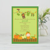 Herfst Pumpkin Boy Clothesline Baby shower Invite Kaart (Staand voorkant)