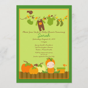 Herfst Pumpkin Boy Clothesline Baby shower Invite Kaart