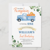 Herfst Pumpkin Boy Eerste kleine blauwe truck verj Kaart (Voorkant)