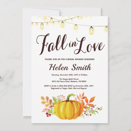 Herfst Pumpkin Bridal Shower Kaart (Voorkant)