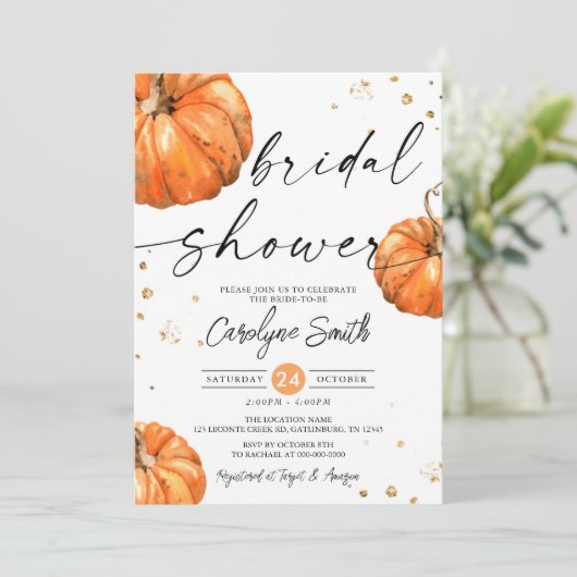 Herfst Pumpkin Bridal Shower Kaart (Staand voorkant)