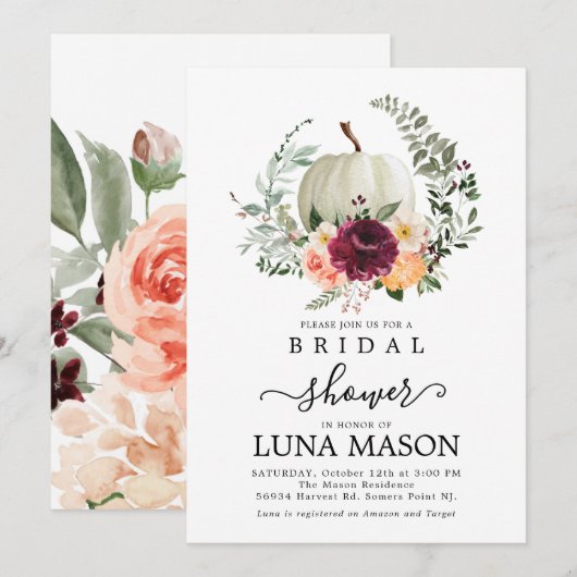 Herfst Pumpkin Bridal Shower Kaart (Voorkant / Achterkant)