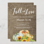Herfst Pumpkin Bridal Shower-uitnodiging Burlap Kaart (Voorkant / Achterkant)