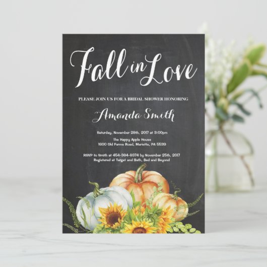 Herfst Pumpkin Bridal Shower-uitnodiging Kaart (Staand voorkant)