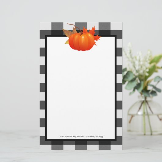 Herfst Pumpkin Buffalo Gepersonaliseerde schrijfbe Briefpapier (Staand voorkant)