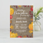 Herfst Pumpkin Burlap Baby shower-uitnodiging Kaart (Staand voorkant)