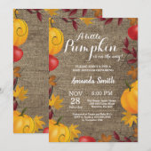 Herfst Pumpkin Burlap Baby shower-uitnodiging Kaart (Voorkant / Achterkant)