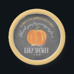 Herfst Pumpkin Chalkboard | Bord Baby shower papie<br><div class="desc">Dit elegante en moderne bord van het baby shower van de herfst bevat een herfst met een handbeschilderde waterverf pompoen op een achtergrond van het karton. Er staat een zoete pompoen op weg,  bedankt dat je bij ons bent voor een Baby shower. Personaliseer met de gebeurtenisdatum.</div>