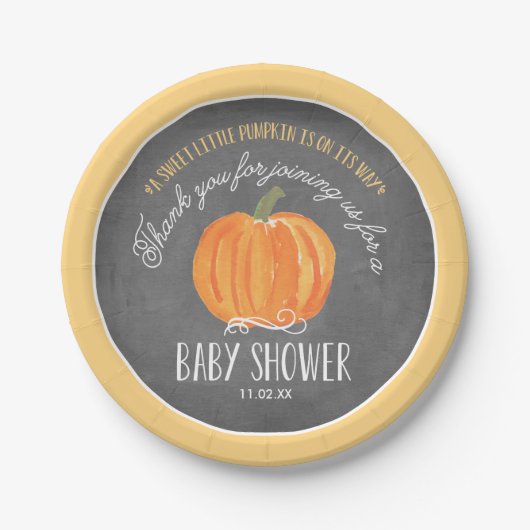 Herfst Pumpkin Chalkboard | Bord Baby shower papie (Voorkant)