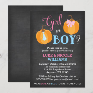 Herfst Pumpkin Chalkboard Genderpartij Kaart