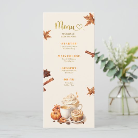 Herfst Pumpkin Coffee Brewing Flat Menu (Staand voorkant)