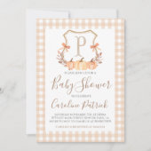 Herfst Pumpkin Crest Preppy Baby shower Uitnodigin Kaart (Voorkant)