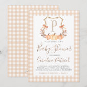 Herfst Pumpkin Crest Preppy Baby shower Uitnodigin Kaart (Voorkant / Achterkant)