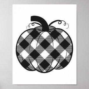 Herfst Pumpkin Cute Thanksgiving Autumn Buffalo Pl Poster