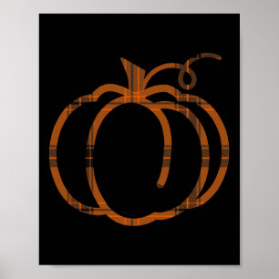 Herfst Pumpkin Cute Thanksgiving Autumn Buffalo Pl Poster