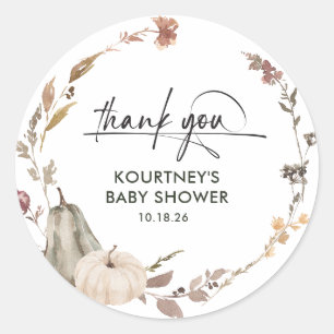 Herfst Pumpkin Dank Je Wel Baby Shower Ronde Sticker