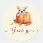 Herfst Pumpkin Dank u Baby shower Ronde Sticker (Voorkant)