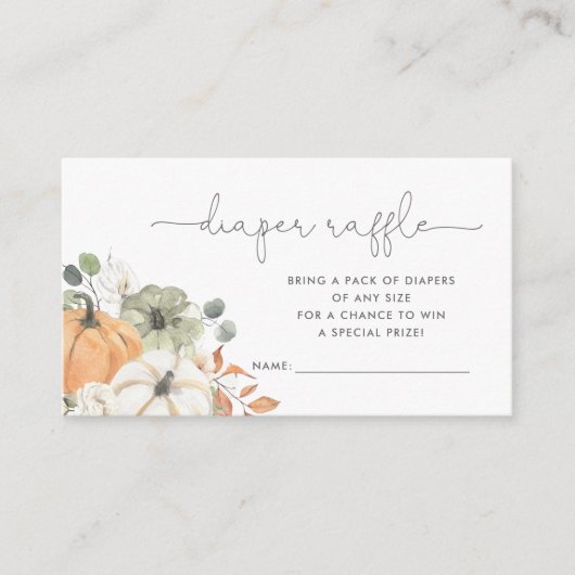 Herfst Pumpkin Diaper Raffle Informatiekaartje (Voorkant)