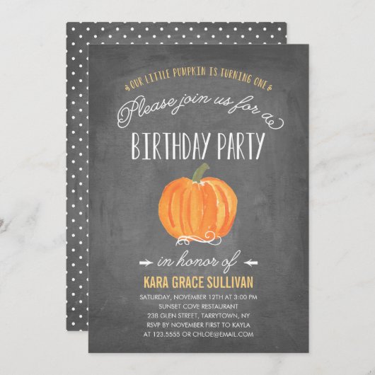 Herfst Pumpkin | Eerste uitnodiging (Voorkant / Achterkant)