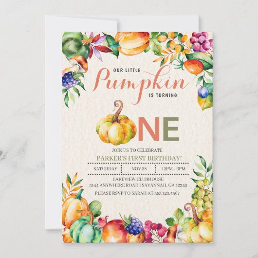 Herfst Pumpkin eerste uitnodiging (Voorkant)