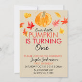 Herfst pumpkin eerste verjaardag Uitnodiging (Voorkant)