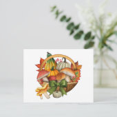 Herfst Pumpkin en Mushroom Basket Harvest Briefkaart (Staand voorkant)