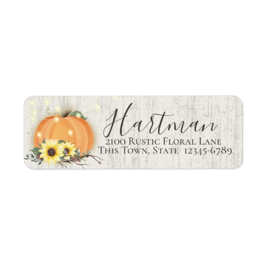 Herfst Pumpkin en Sunflower Return-etiket Etiket (Voorkant)