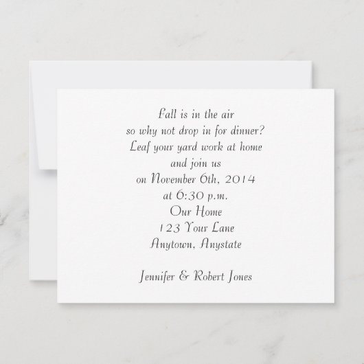 Herfst Pumpkin en Wheat Invitation Kaart (Achterkant)