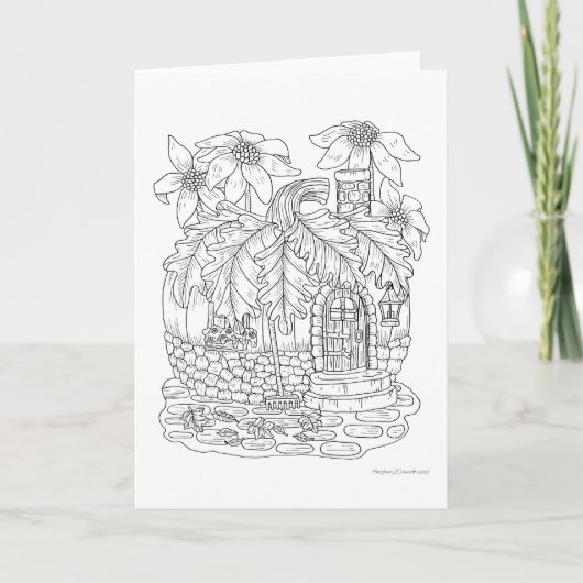Herfst Pumpkin Fairy House Kleur uw eigen blanco Kaart (Voorkant)