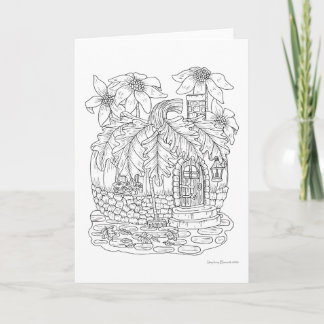Herfst Pumpkin Fairy House Kleur uw eigen blanco Kaart
