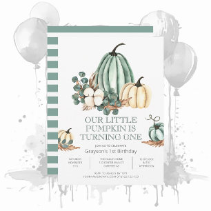 Herfst Pumpkin Farmhouse 1e verjaardag Invitati Kaart