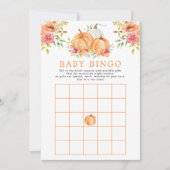 Herfst Pumpkin Floral Baby shower Bingo Game Kaart (Voorkant)
