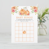 Herfst Pumpkin Floral Baby shower Bingo Game Kaart (Staand voorkant)