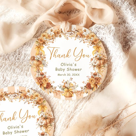 Herfst Pumpkin Floral Baby shower Dank u wel Bedankjes Labels