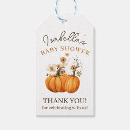 Herfst Pumpkin Floral Baby shower Dank u wel Cadeaulabel