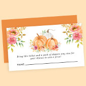 Herfst Pumpkin Floral Baby shower Diaper Raffle Informatiekaartje