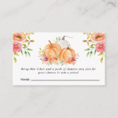 Herfst Pumpkin Floral Baby shower Diaper Raffle Informatiekaartje (Voorkant)