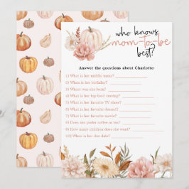 Herfst Pumpkin Floral Baby shower Game Card Bedankkaart