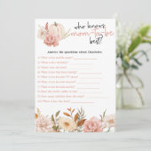 Herfst Pumpkin Floral Baby shower Game Card Kaart (Staand voorkant)