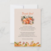 Herfst Pumpkin Floral Baby shower Hartelijk dank Bedankkaart (Voorkant)