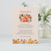 Herfst Pumpkin Floral Baby shower Hartelijk dank Bedankkaart (Staand voorkant)